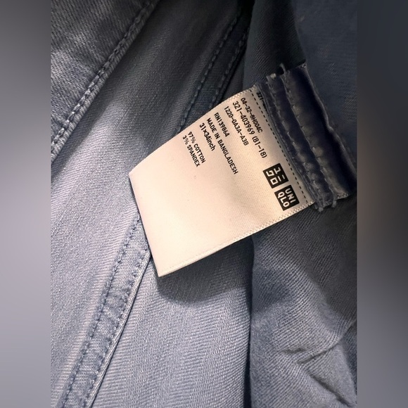 Uniqlo Jeans Mens Size 31x34 Blue /Grayish  Denim Selvedge Light Wash Pants - Picture 7 of 7